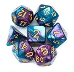 Set de 7 dados Color Mixed - Violeta y Azul (AC-BL15)
